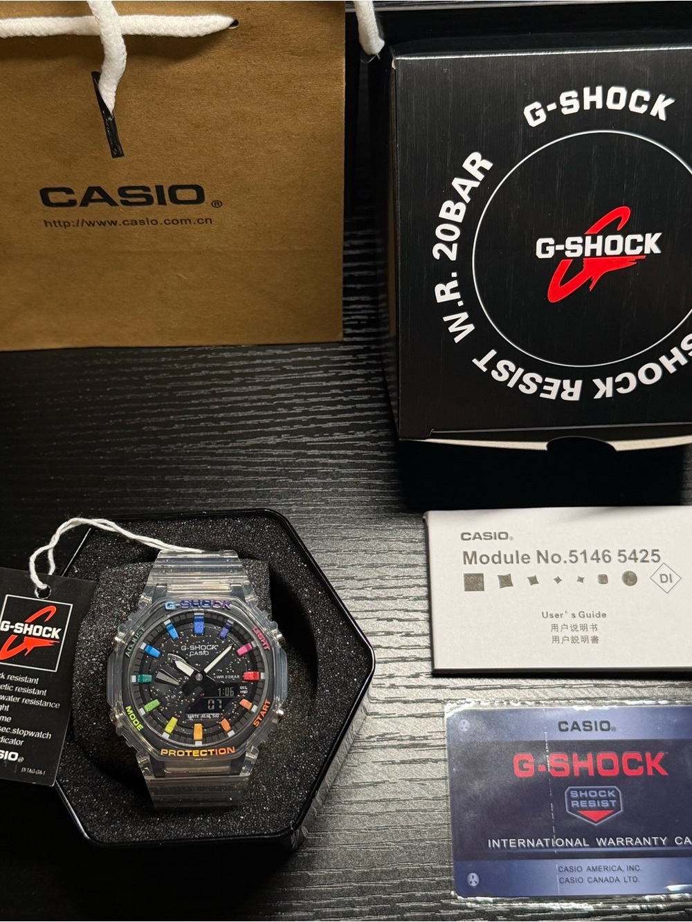 G-Shock Clear Case Men's Watch with Rainbow Accent Dial